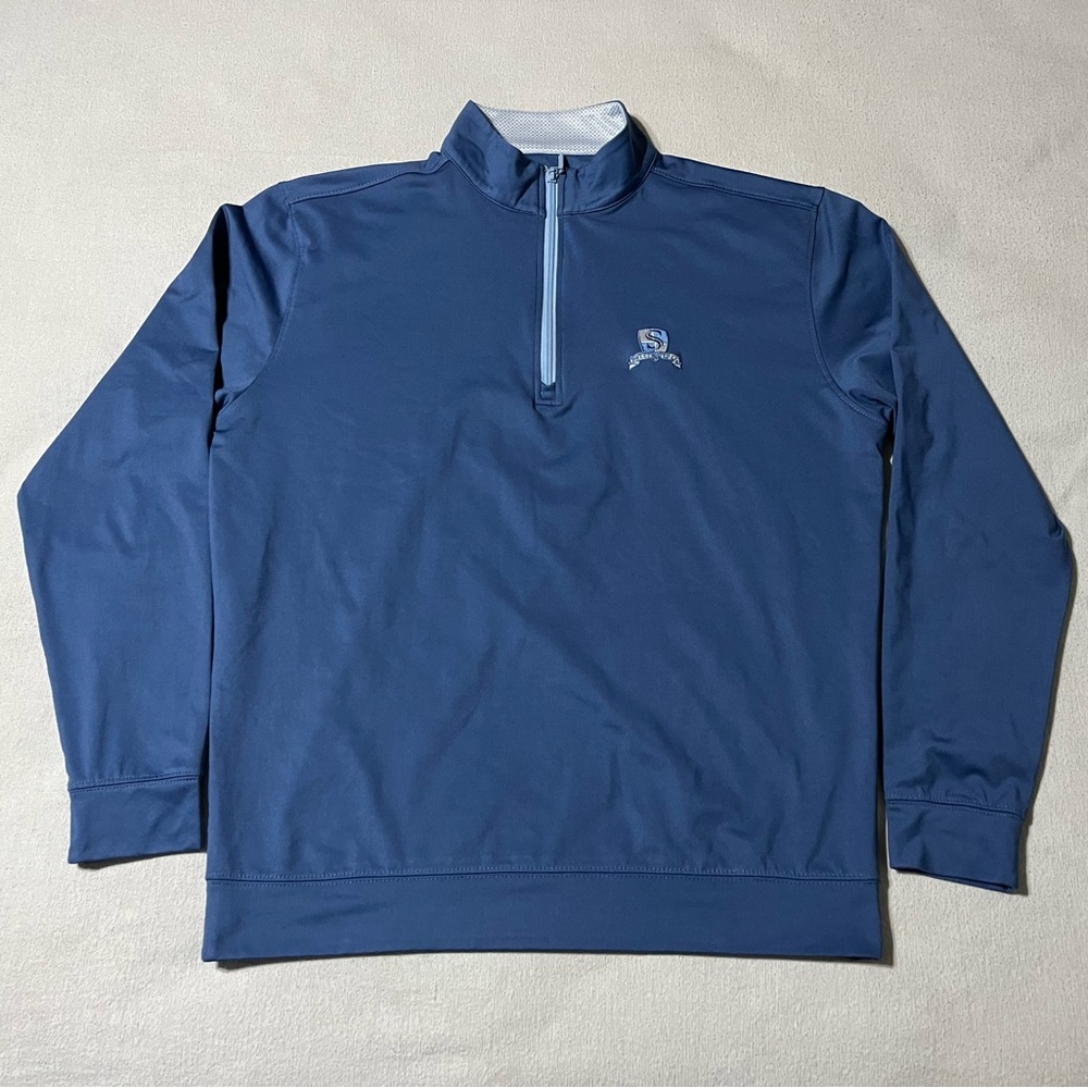 HL Sport Mens‎ Medium Long Sleeve 1/4 Zip Blue Pullover Performance Logo